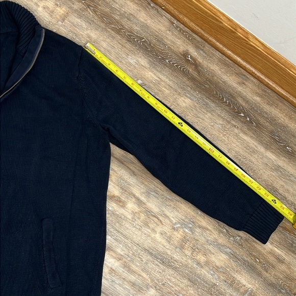 LL Bean Men's Full Zip Sweater Navy Blue 90s Cozy Cabin - Picture 11 of 13